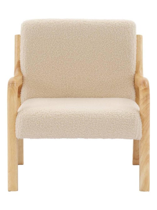 Fauteuil scandinave enfant bois d'hévéa et bouclette - Kiabi