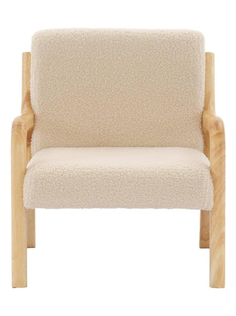 Fauteuil scandinave enfant bois d'hévéa et bouclette Beige - Kiabi