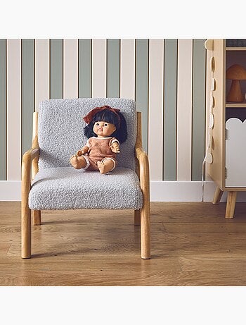 Fauteuil scandinave enfant bois d'hévéa et bouclette