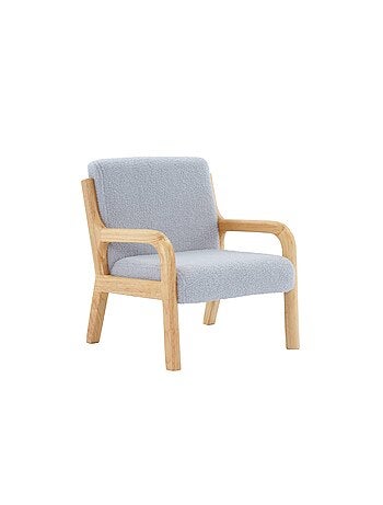 Fauteuil scandinave enfant bois d'hévéa et bouclette