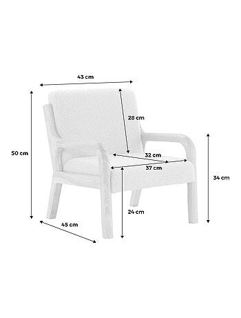 Fauteuil scandinave enfant bois d'hévéa et bouclette