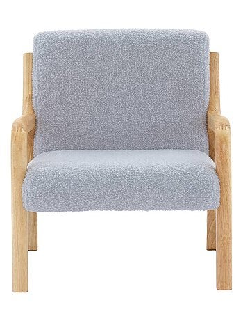 Fauteuil scandinave enfant bois d'hévéa et bouclette