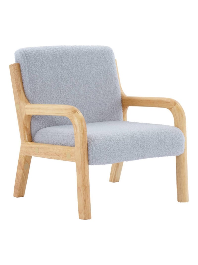 Fauteuil scandinave enfant bois d'hévéa et bouclette Gris souris - Kiabi