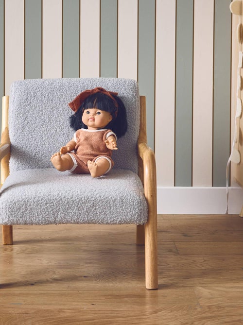 Fauteuil scandinave enfant bois d'hévéa et bouclette - Kiabi