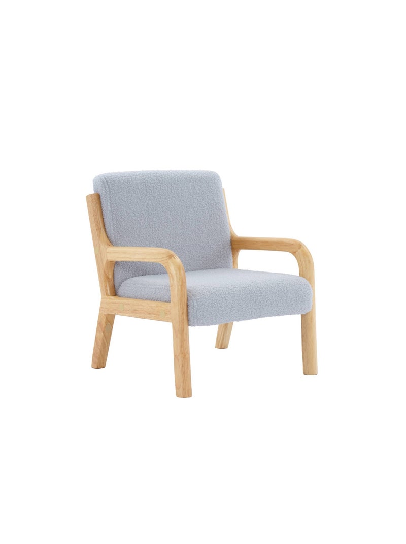 Fauteuil scandinave enfant bois d'hévéa et bouclette Gris souris - Kiabi
