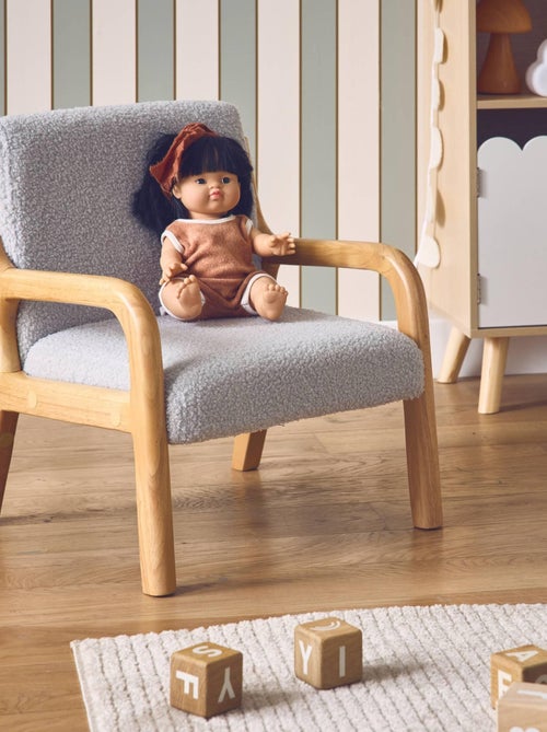 Fauteuil scandinave enfant bois d'hévéa et bouclette - Kiabi