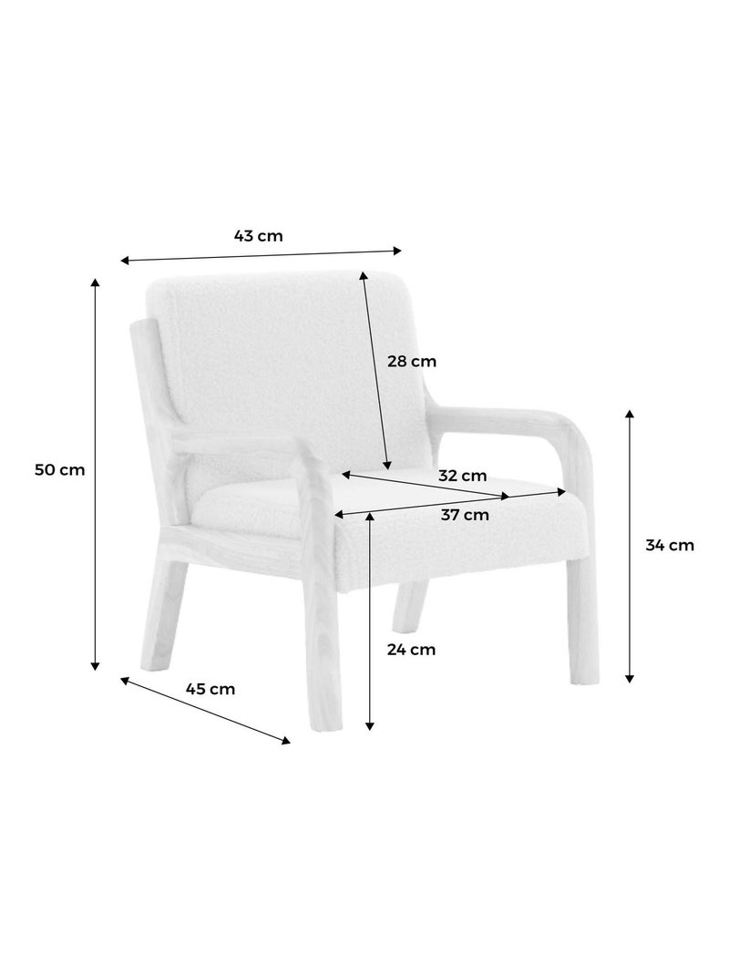 Fauteuil scandinave enfant bois d'hévéa et bouclette Gris souris - Kiabi