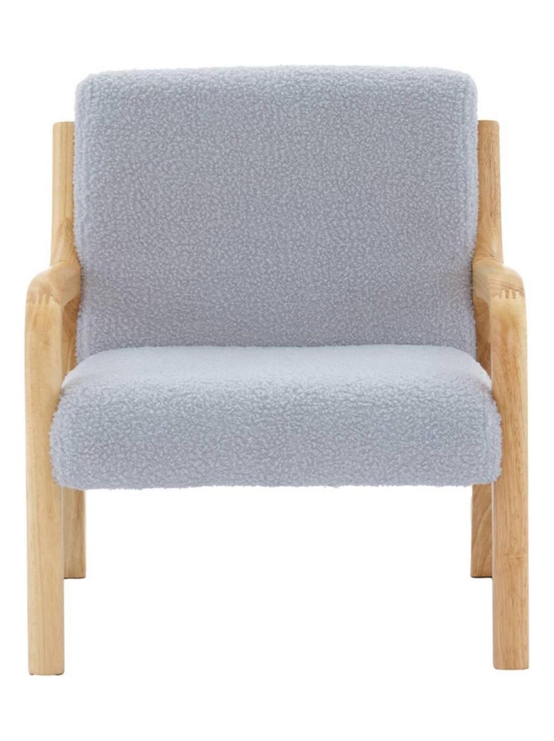 Fauteuil scandinave enfant bois d'hévéa et bouclette Gris souris - Kiabi