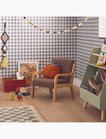 Fauteuil scandinave enfant bois d'hévéa et bouclette