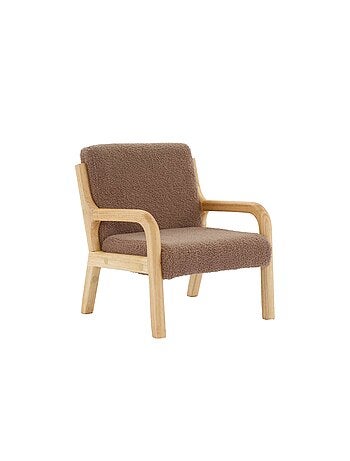 Fauteuil scandinave enfant bois d'hévéa et bouclette