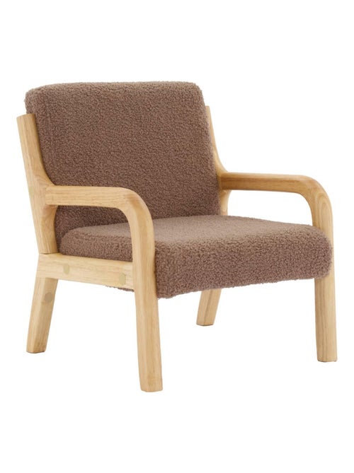 Fauteuil scandinave enfant bois d'hévéa et bouclette - Kiabi