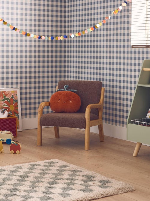 Fauteuil scandinave enfant bois d'hévéa et bouclette - Kiabi