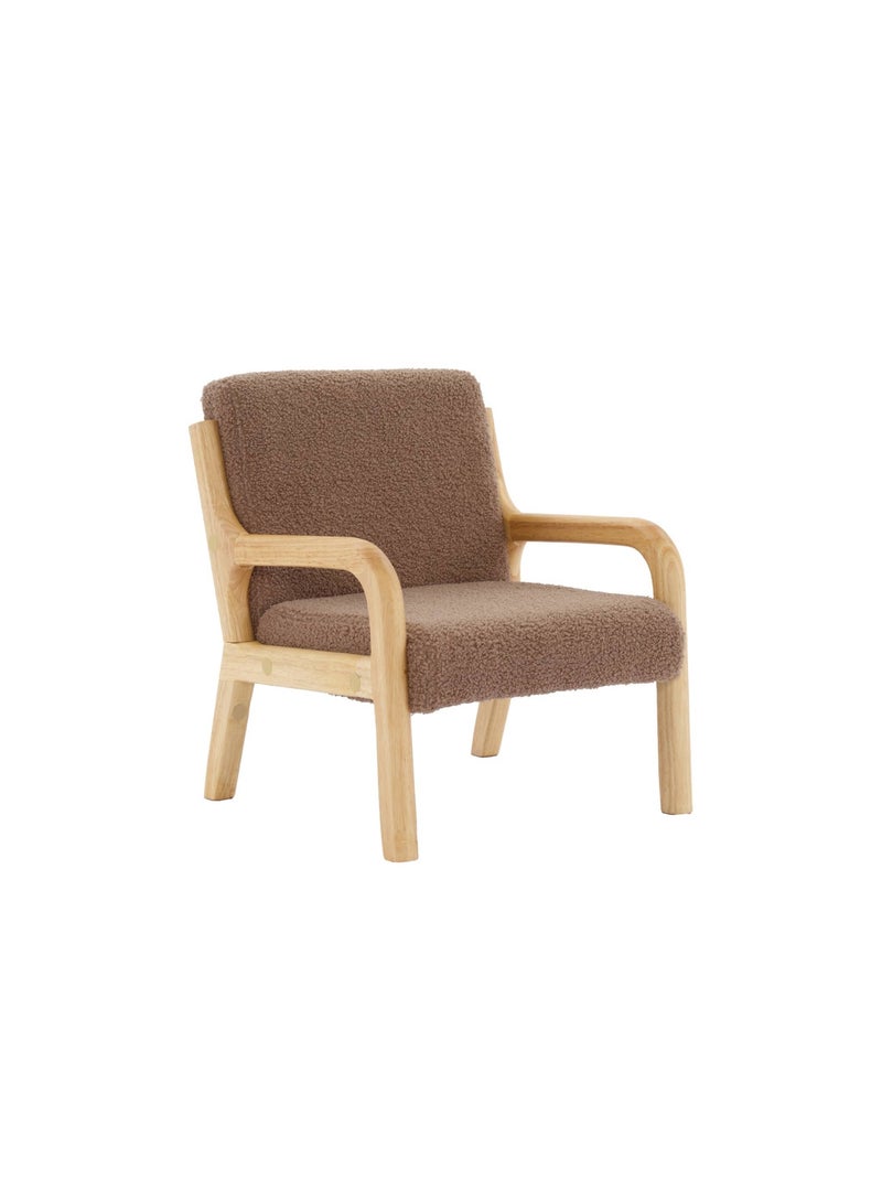 Fauteuil scandinave enfant bois d'hévéa et bouclette Marron - Kiabi