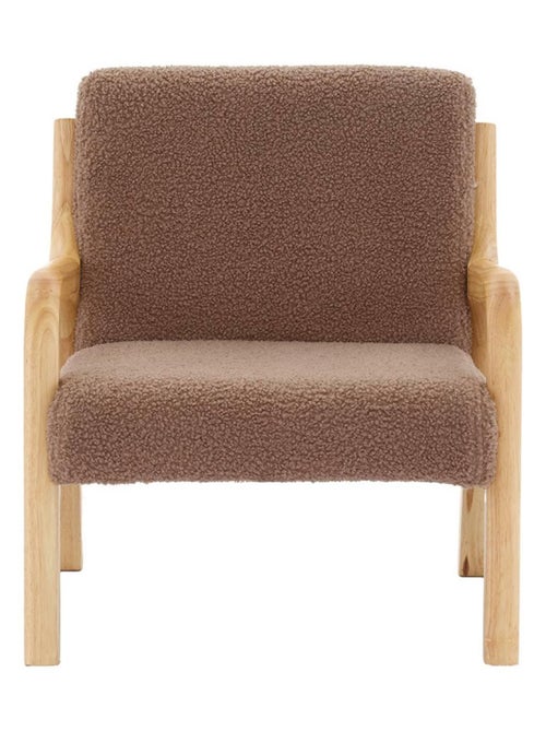 Fauteuil scandinave enfant bois d'hévéa et bouclette - Kiabi