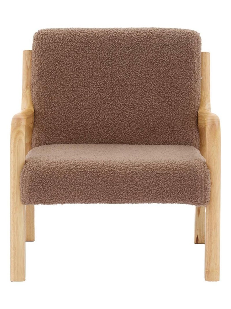 Fauteuil scandinave enfant bois d'hévéa et bouclette Marron - Kiabi