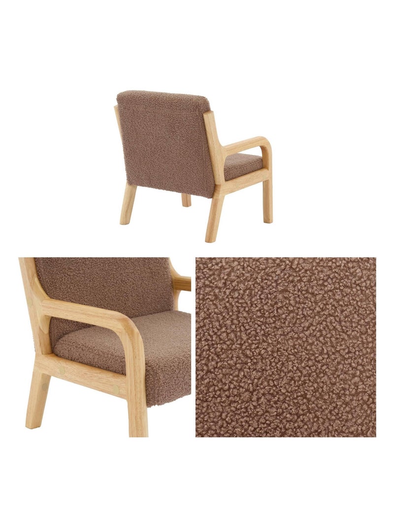 Fauteuil scandinave enfant bois d'hévéa et bouclette Marron - Kiabi