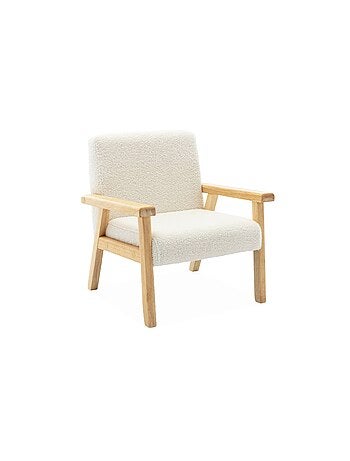 Fauteuil scandinave enfant bouclette et bois d'hévéa Isak Kid