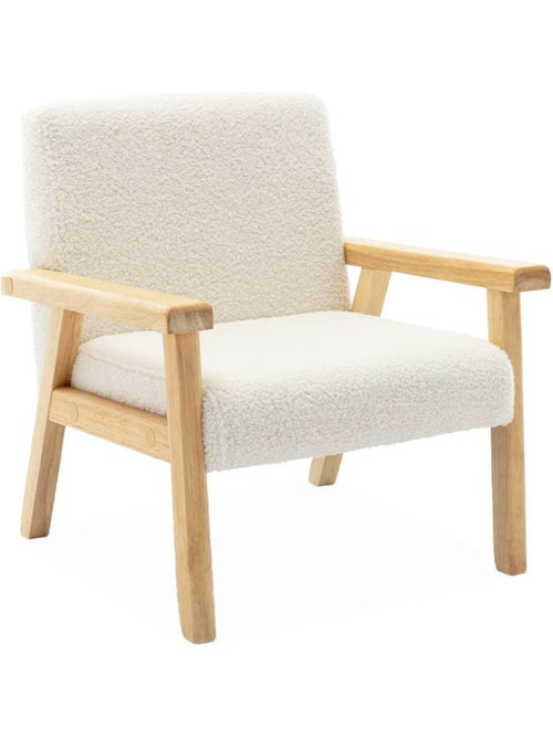 Fauteuil scandinave enfant bouclette et bois d'hévéa Isak Kid - Kiabi