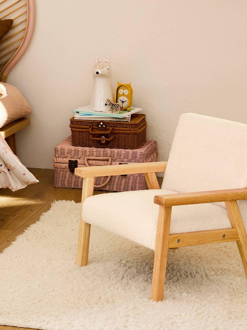 Fauteuil scandinave enfant bouclette et bois d'hévéa Isak Kid Blanc - Kiabi
