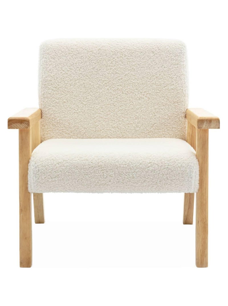 Fauteuil scandinave enfant bouclette et bois d'hévéa Isak Kid Blanc - Kiabi