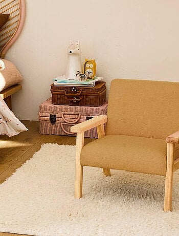 Fauteuil scandinave enfant bouclette et bois d'hévéa Isak Kid