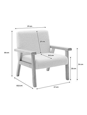 Fauteuil scandinave enfant bouclette et bois d'hévéa Isak Kid