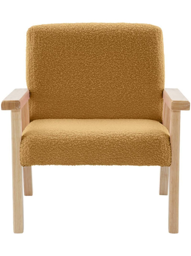 Fauteuil scandinave enfant bouclette et bois d'hévéa Isak Kid Moutarde - Kiabi