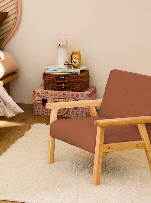 Fauteuil scandinave enfant bouclette et bois d'hévéa Isak Kid - Kiabi