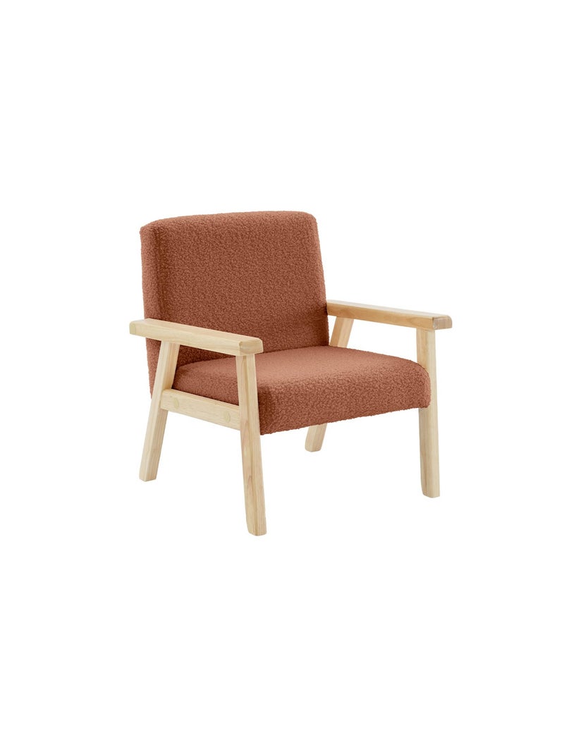Fauteuil scandinave enfant bouclette et bois d'hévéa Isak Kid Rouge brique - Kiabi