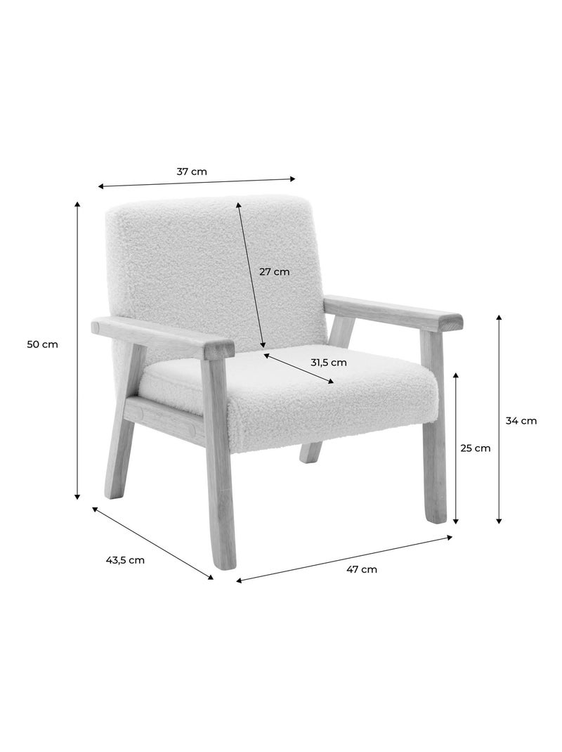 Fauteuil scandinave enfant bouclette et bois d'hévéa Isak Kid Rouge brique - Kiabi