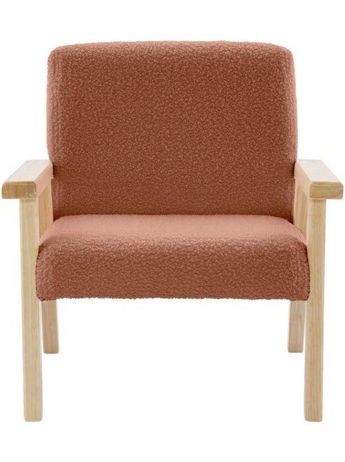 Fauteuil scandinave enfant bouclette et bois d'hévéa Isak Kid - Kiabi