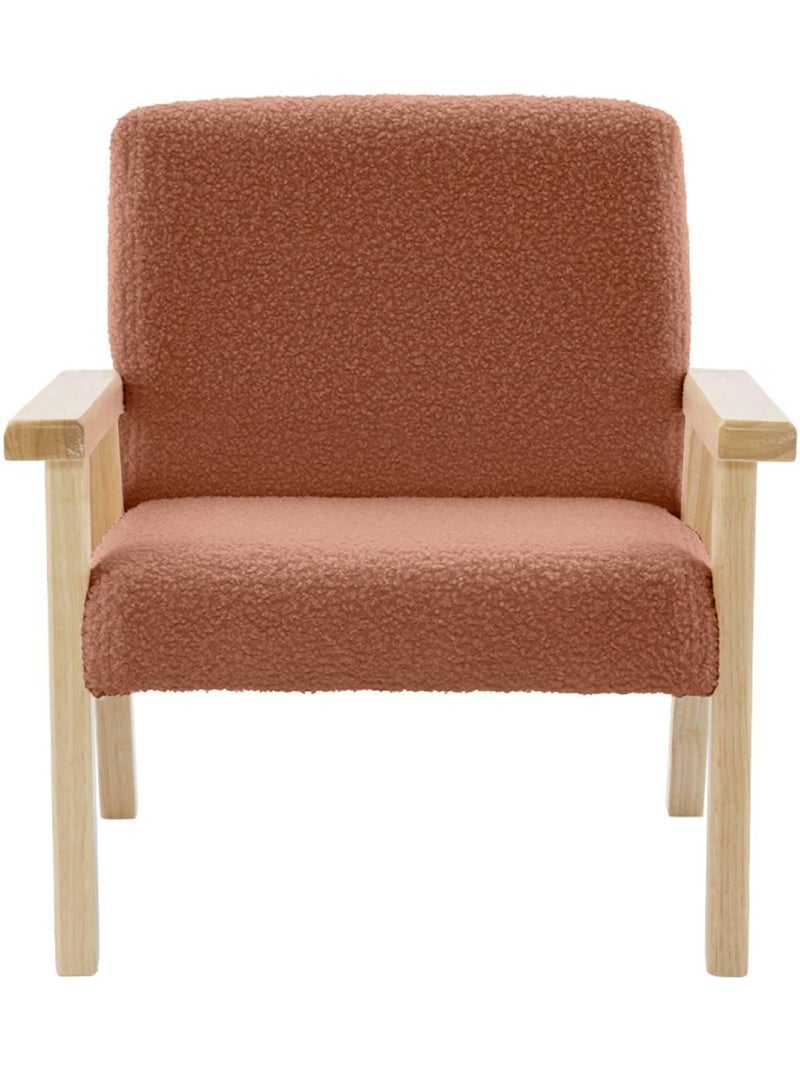 Fauteuil scandinave enfant bouclette et bois d'hévéa Isak Kid Rouge brique - Kiabi