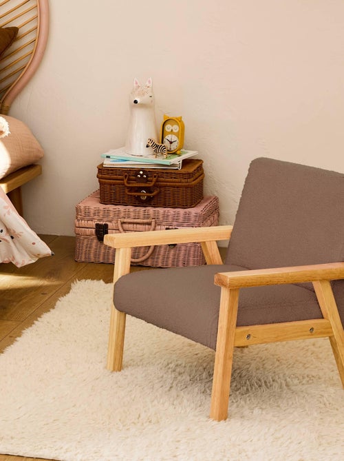 Fauteuil scandinave enfant bouclette et bois d'hévéa Isak Kid - Kiabi