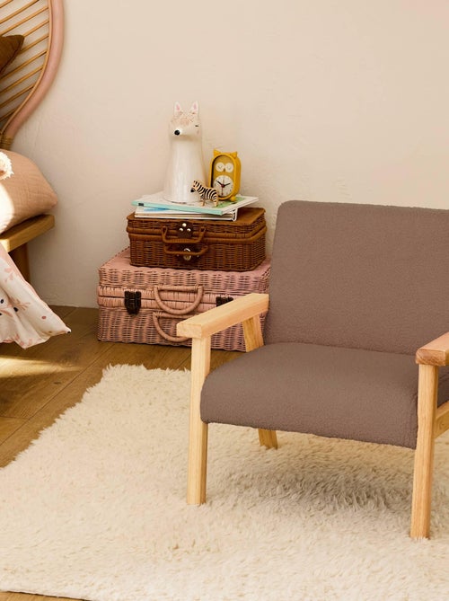 Fauteuil scandinave enfant bouclette et bois d'hévéa Isak Kid - Kiabi