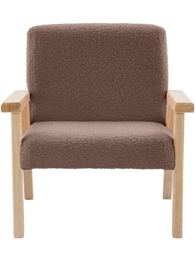 Fauteuil scandinave enfant bouclette et bois d'hévéa Isak Kid Taupe - Kiabi