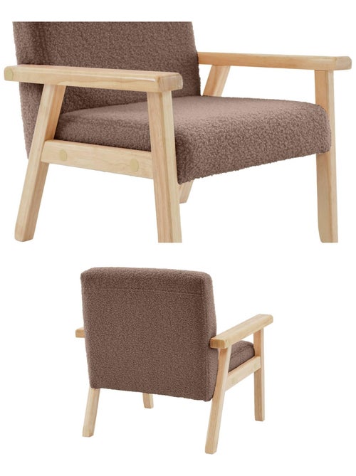 Fauteuil scandinave enfant bouclette et bois d'hévéa Isak Kid - Kiabi
