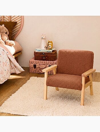 Fauteuil scandinave enfant bouclette et bois d'hévéa isak kid