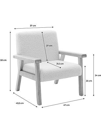 Fauteuil scandinave enfant bouclette et bois d'hévéa isak kid