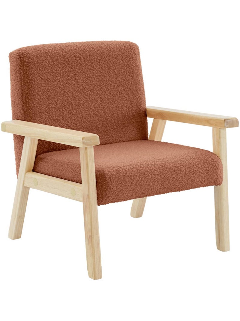 Fauteuil scandinave enfant bouclette et bois d'hévéa isak kid Terracotta - Kiabi