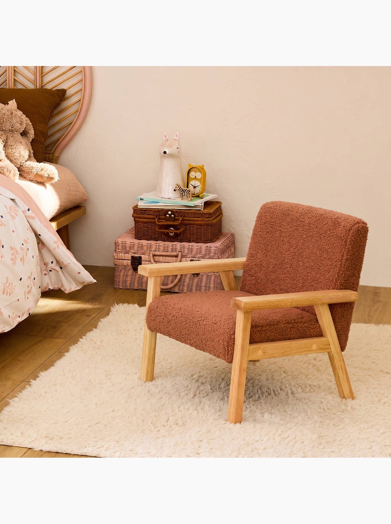 Fauteuil scandinave enfant bouclette et bois d'hévéa isak kid Terracotta - Kiabi
