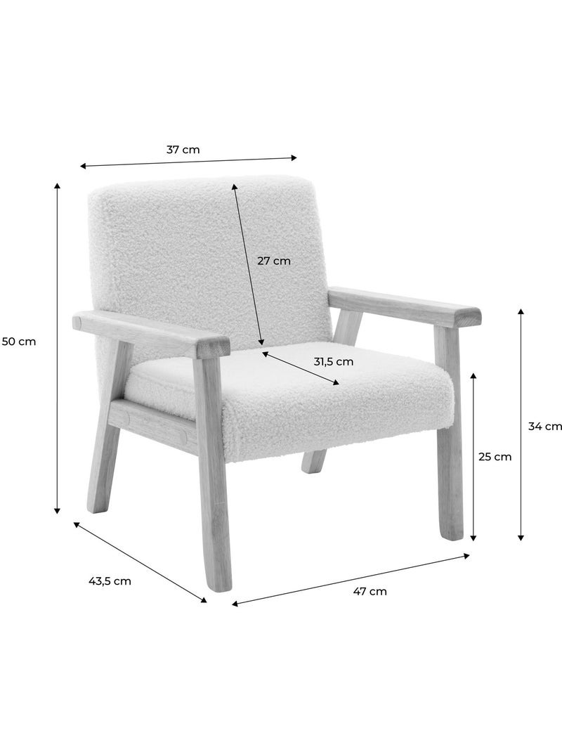 Fauteuil scandinave enfant bouclette et bois d'hévéa isak kid Terracotta - Kiabi