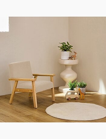 Fauteuil scandinave enfant velours côtelé et bois d'hévéa Isak Kid