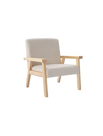 Fauteuil scandinave enfant velours côtelé et bois d'hévéa Isak Kid