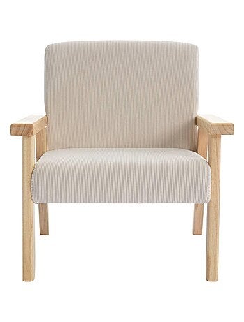 Fauteuil scandinave enfant velours côtelé et bois d'hévéa Isak Kid