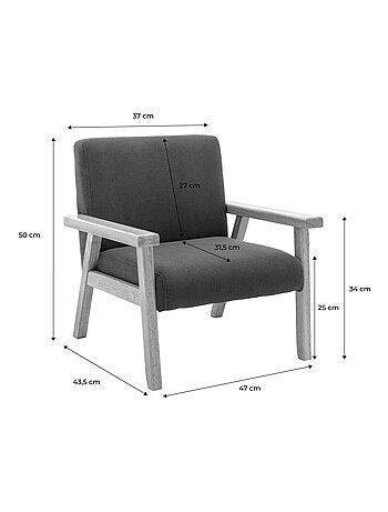 Fauteuil scandinave enfant velours côtelé et bois d'hévéa Isak Kid