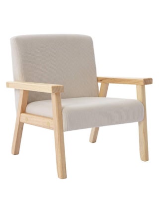 Fauteuil scandinave enfant velours côtelé et bois d'hévéa Isak Kid