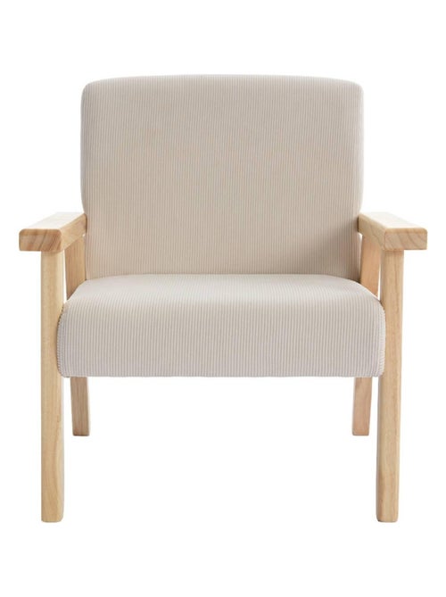 Fauteuil scandinave enfant velours côtelé et bois d'hévéa Isak Kid - Kiabi