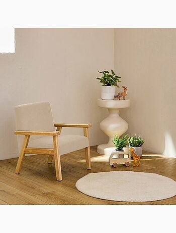 Fauteuil scandinave enfant velours côtelé et bois d'hévéa isak kid