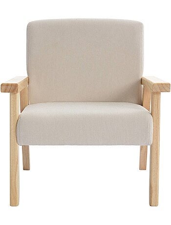 Fauteuil scandinave enfant velours côtelé et bois d'hévéa isak kid