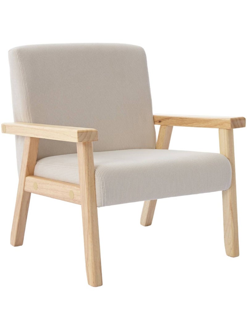 Fauteuil scandinave enfant velours côtelé et bois d'hévéa isak kid Crème - Kiabi